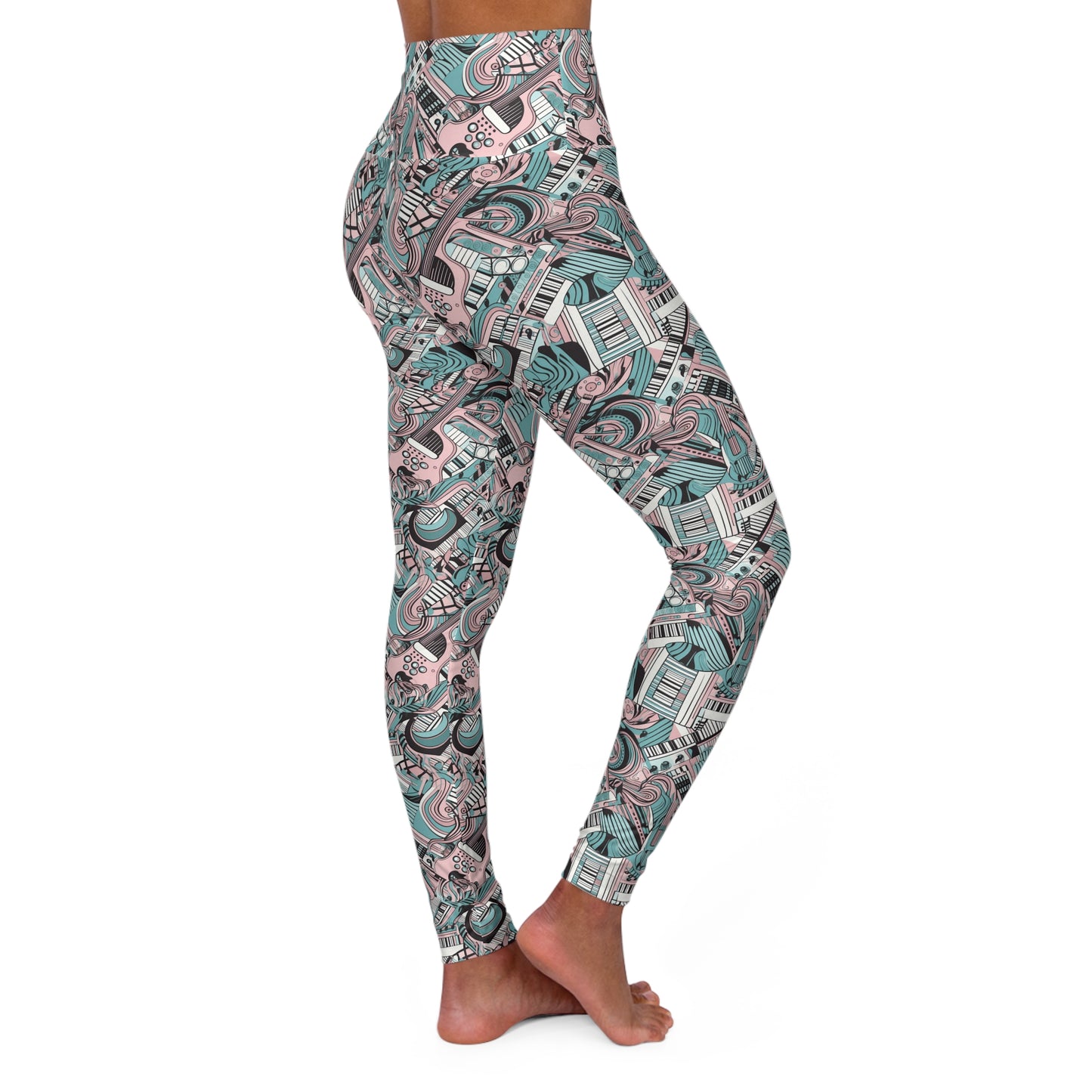 Lully Musical Instrument Design High Waisted Yoga Leggings