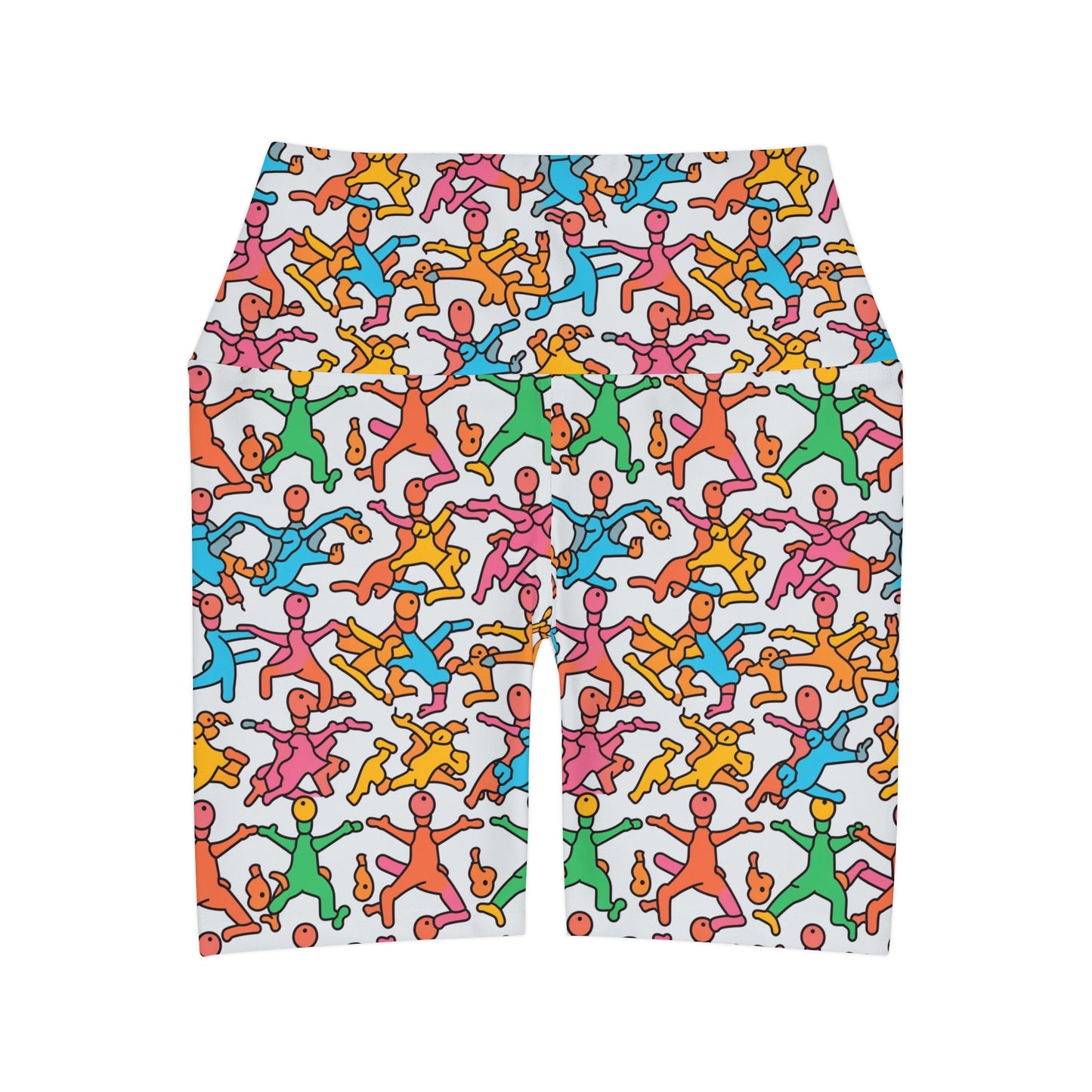 Lully High Waisted Yoga Shorts Keith Haring Inspired