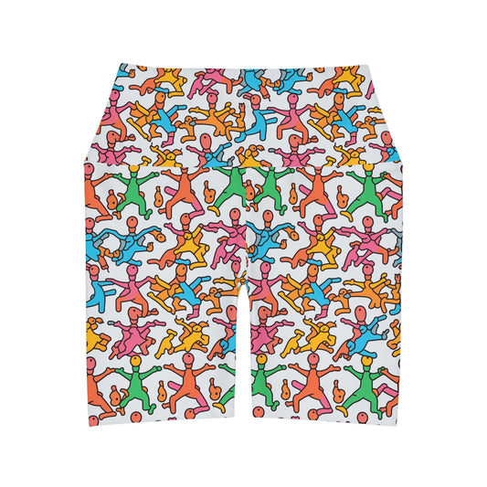 Lully High Waisted Yoga Shorts Keith Haring Inspired