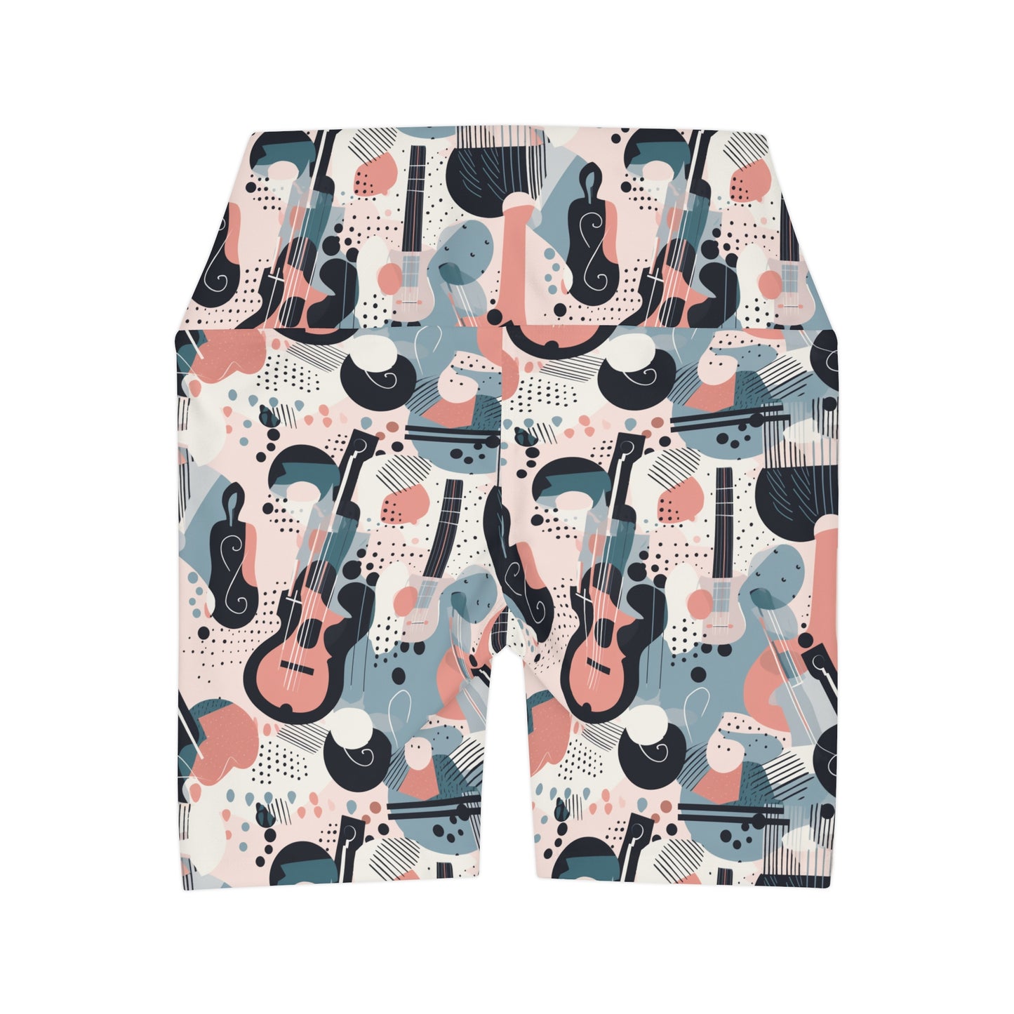 Lully Musical Instrument Pattern, High Waisted Yoga Shorts