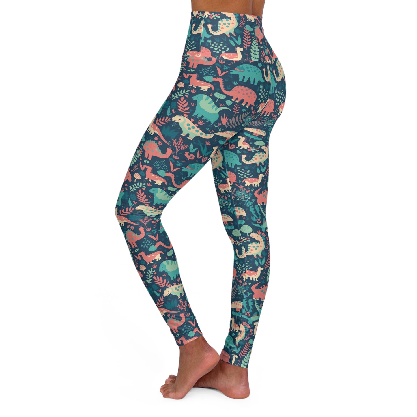 Lully Dinosaur Dark Print High Waisted Yoga Leggings