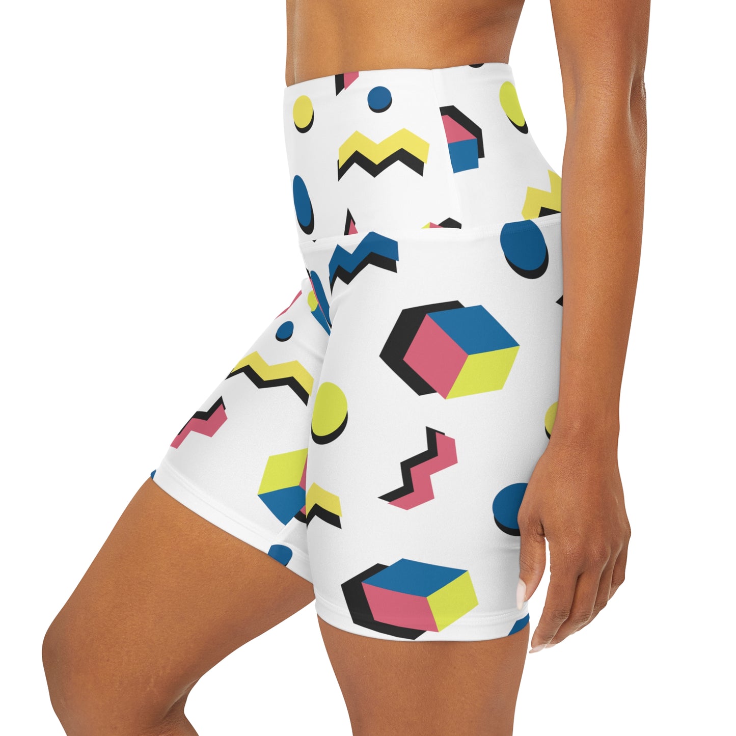 Lully Geometric Shapes High Waisted Yoga Shorts