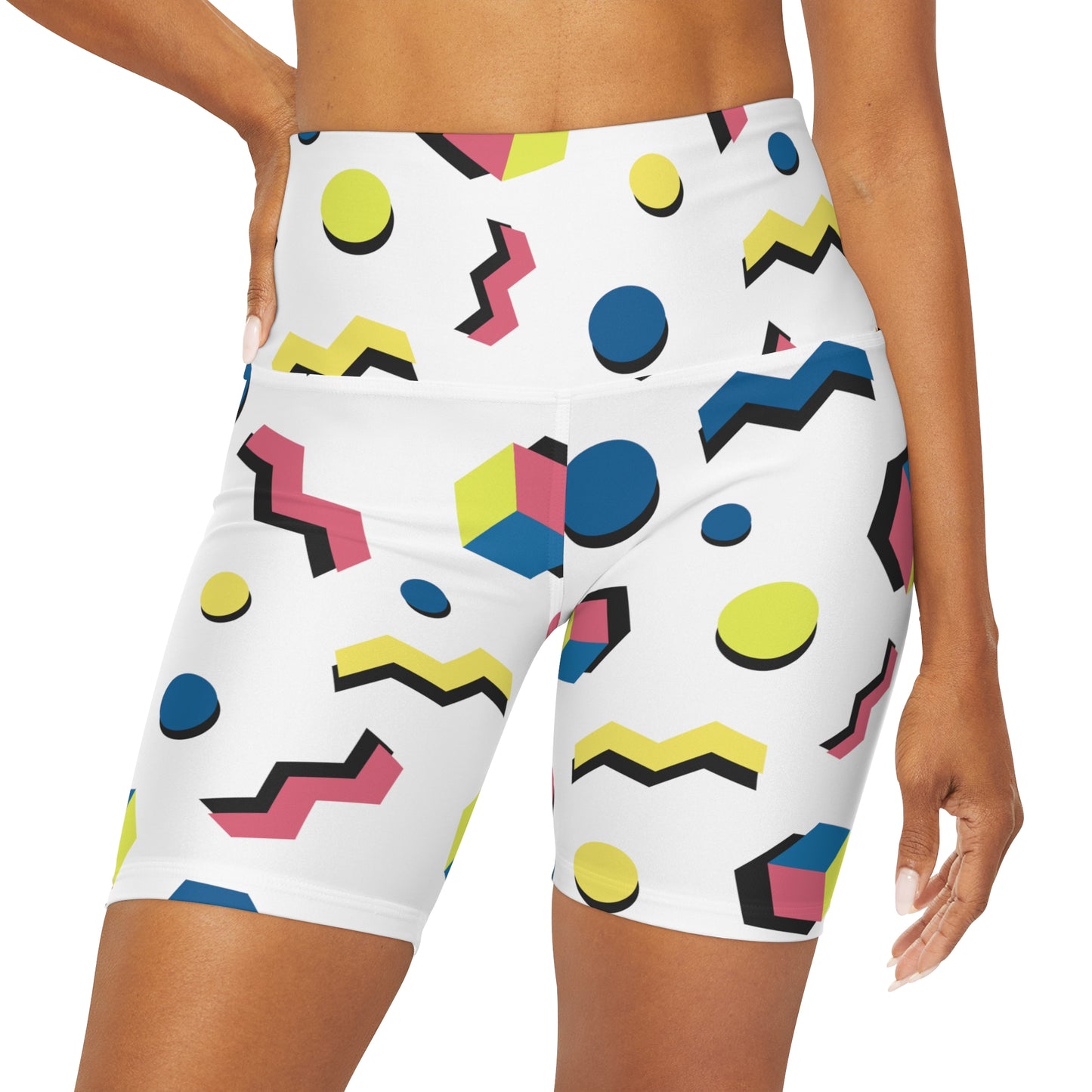 Lully Geometric Shapes High Waisted Yoga Shorts