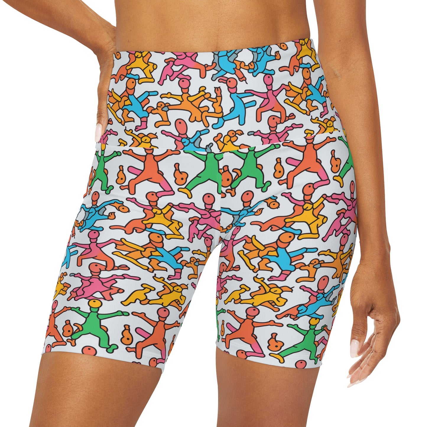 Lully High Waisted Yoga Shorts Keith Haring Inspired