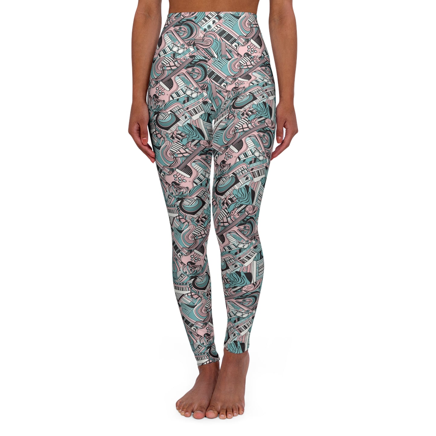 Lully Musical Instrument Design High Waisted Yoga Leggings