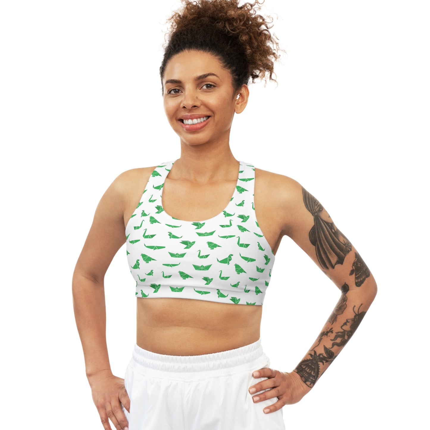 Seamless Sports Bra Dinosaur Origami