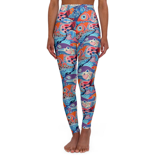 Lully Fish print, Inspired by Children's Art, High Waisted Yoga Leggings