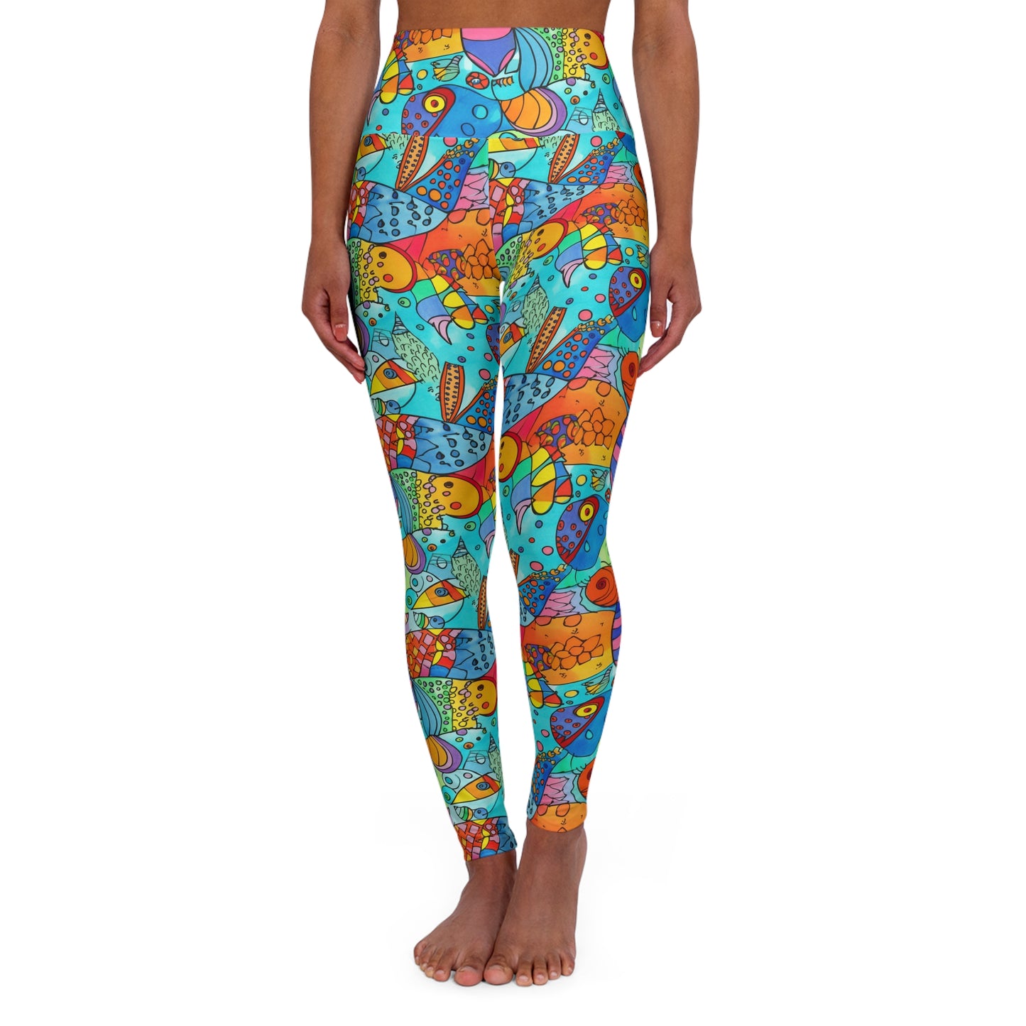 Lully Bright Fish Print High Waisted Yoga Leggings