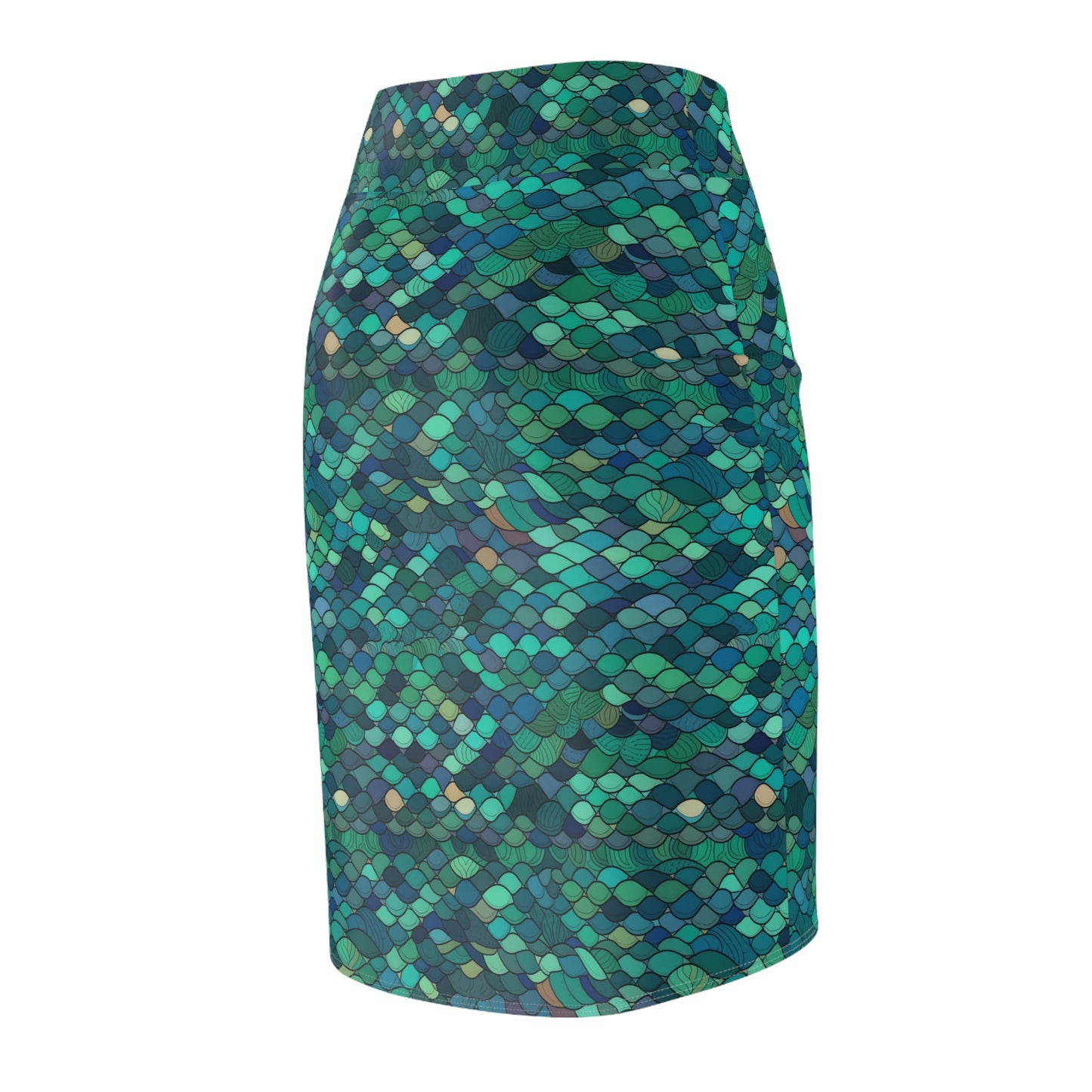 Women's Pencil Skirt Lully Green Mermaid Scale Print