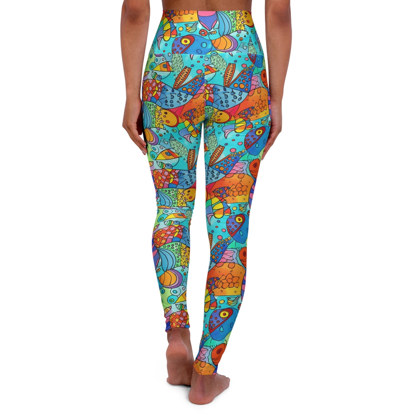 Lully Bright Fish Print High Waisted Yoga Leggings