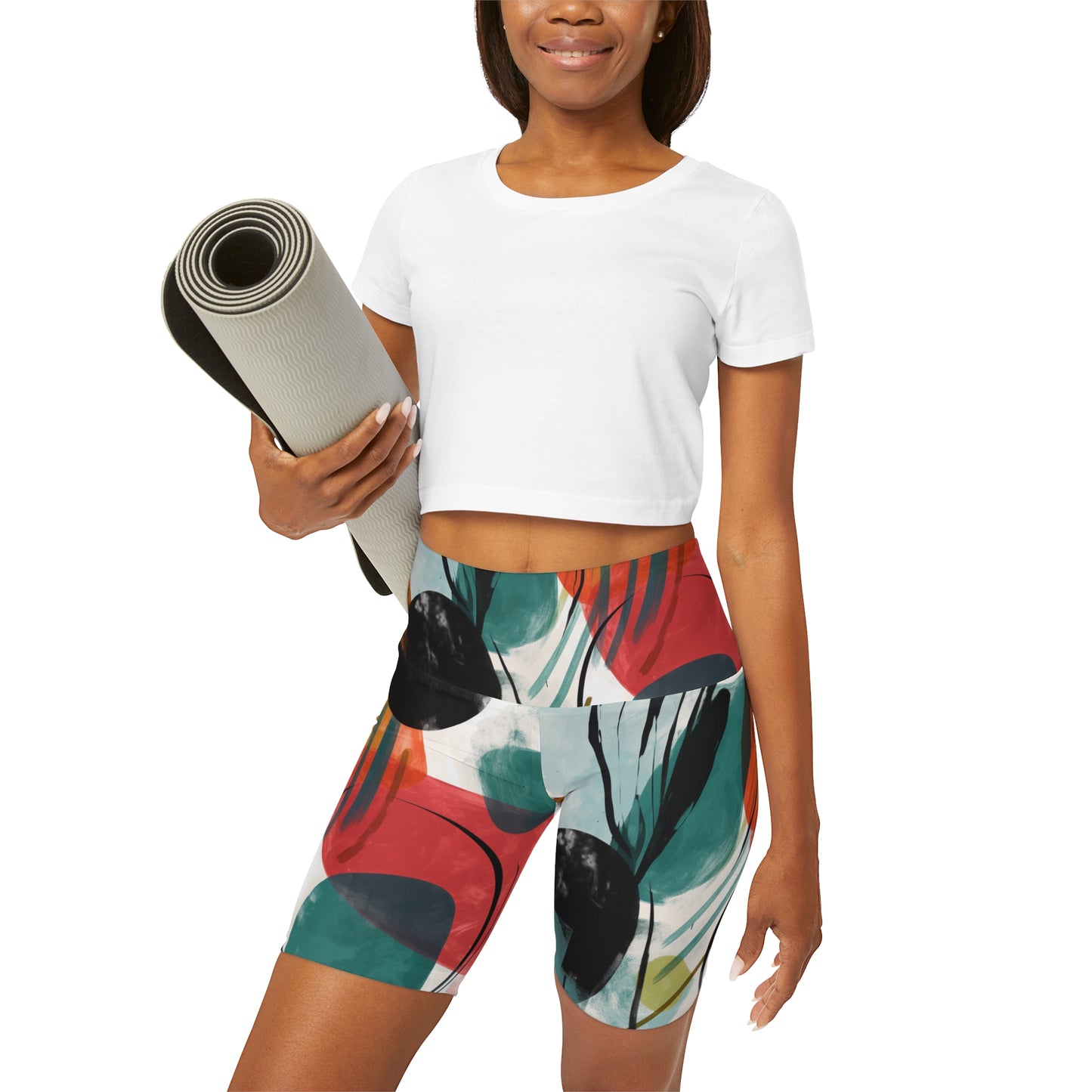 Lully Abstract Painting High Waisted Yoga Shorts