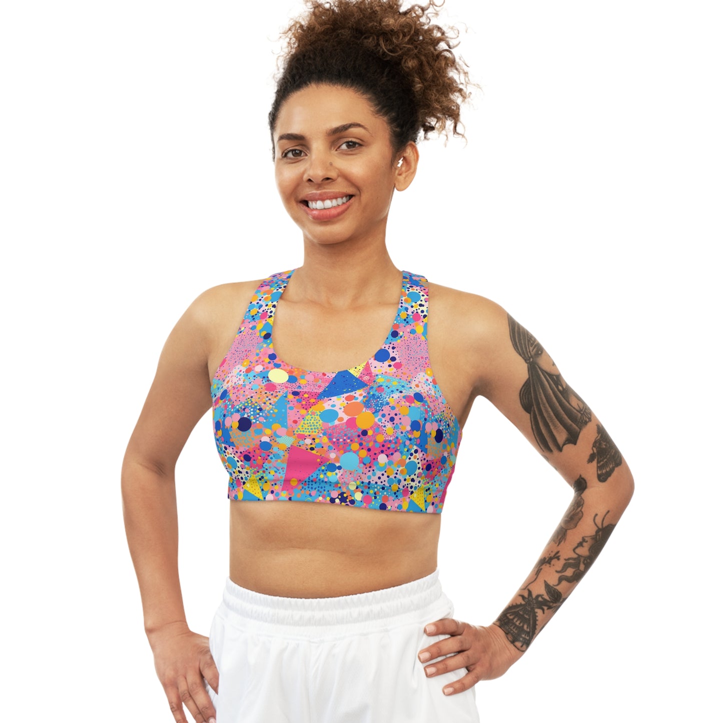 Seamless Sports Bra Abstract Bright and Fun