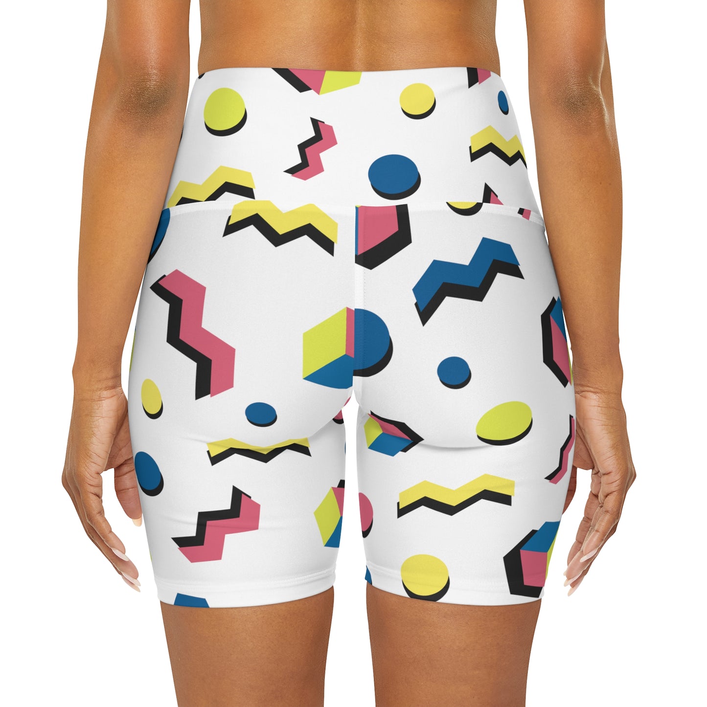 Lully Geometric Shapes High Waisted Yoga Shorts