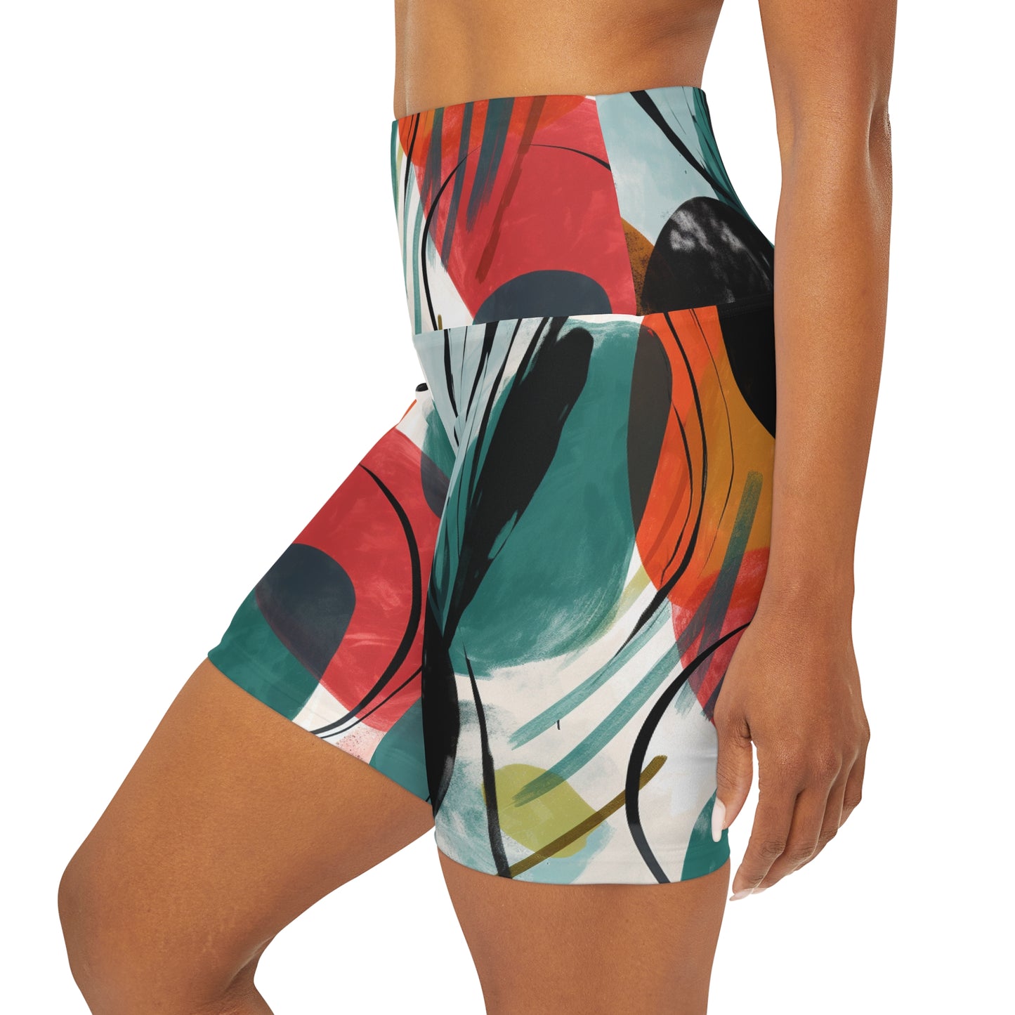 Lully Abstract Painting High Waisted Yoga Shorts