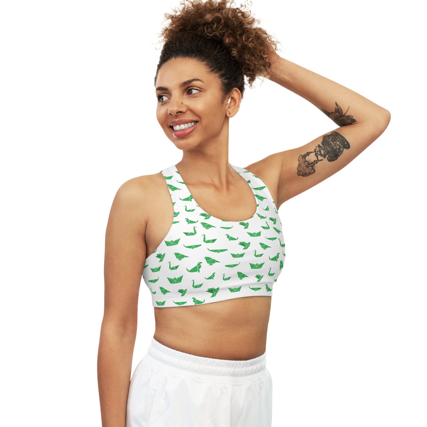 Seamless Sports Bra Dinosaur Origami