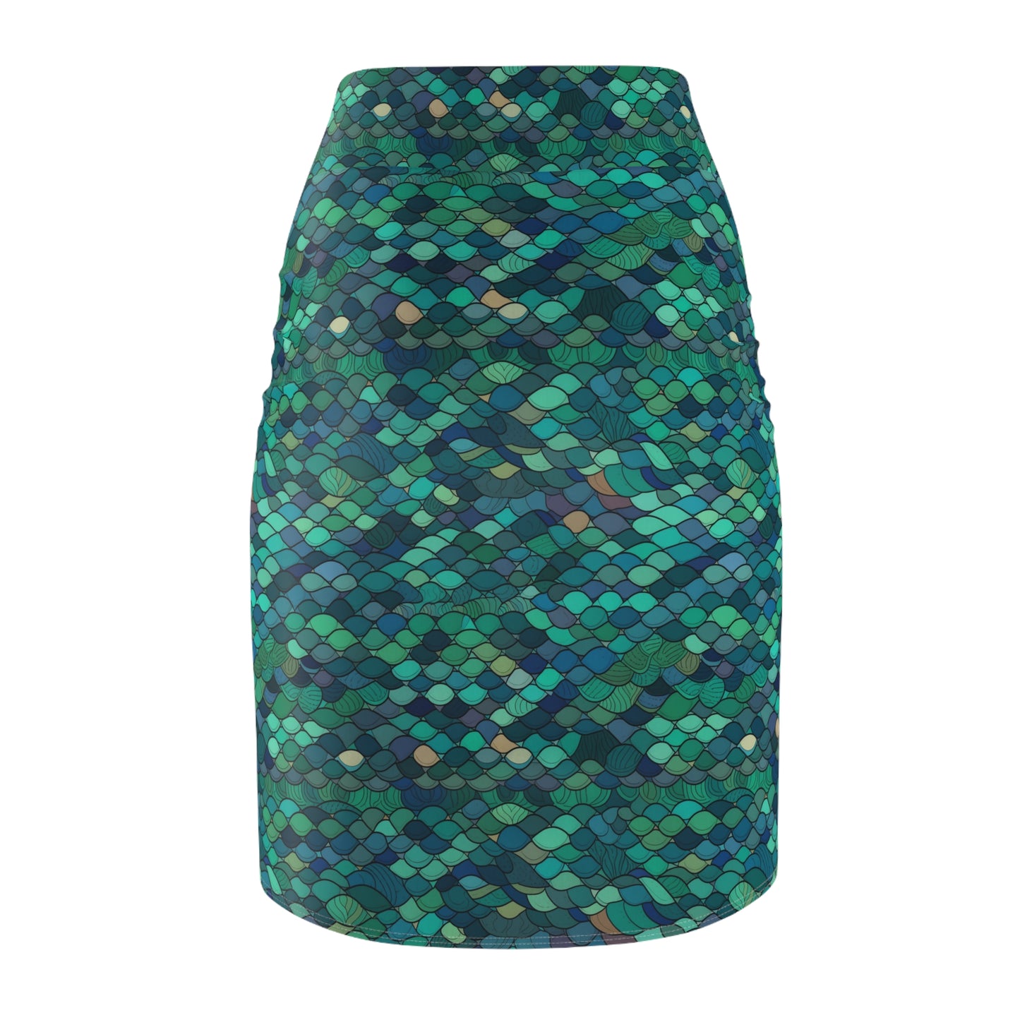 Women's Pencil Skirt Lully Green Mermaid Scale Print