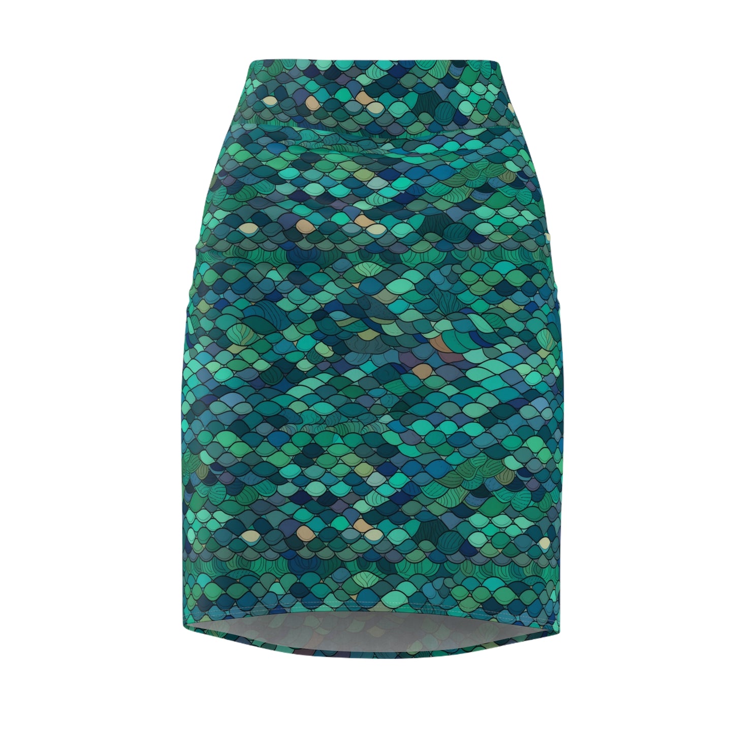 Women's Pencil Skirt Lully Green Mermaid Scale Print