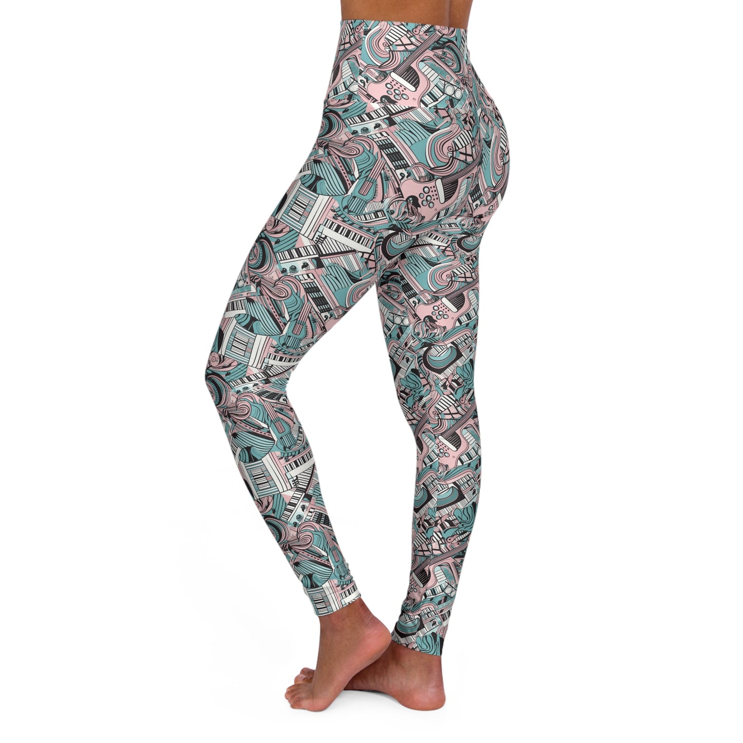 Lully Musical Instrument Design High Waisted Yoga Leggings