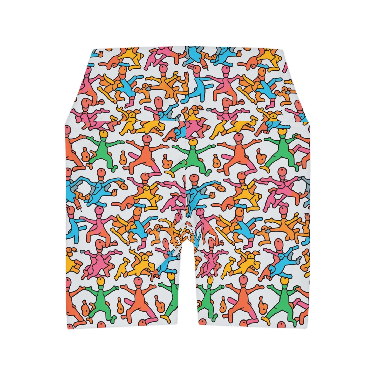 Lully High Waisted Yoga Shorts Keith Haring Inspired