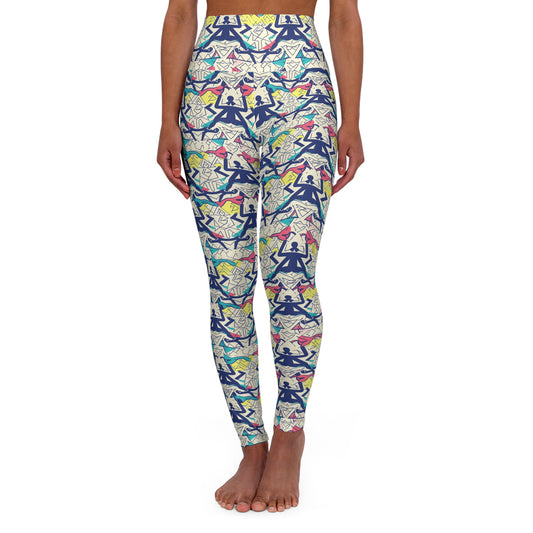 Keith Haring Inspired Yoga Design High Waisted Yoga Leggings