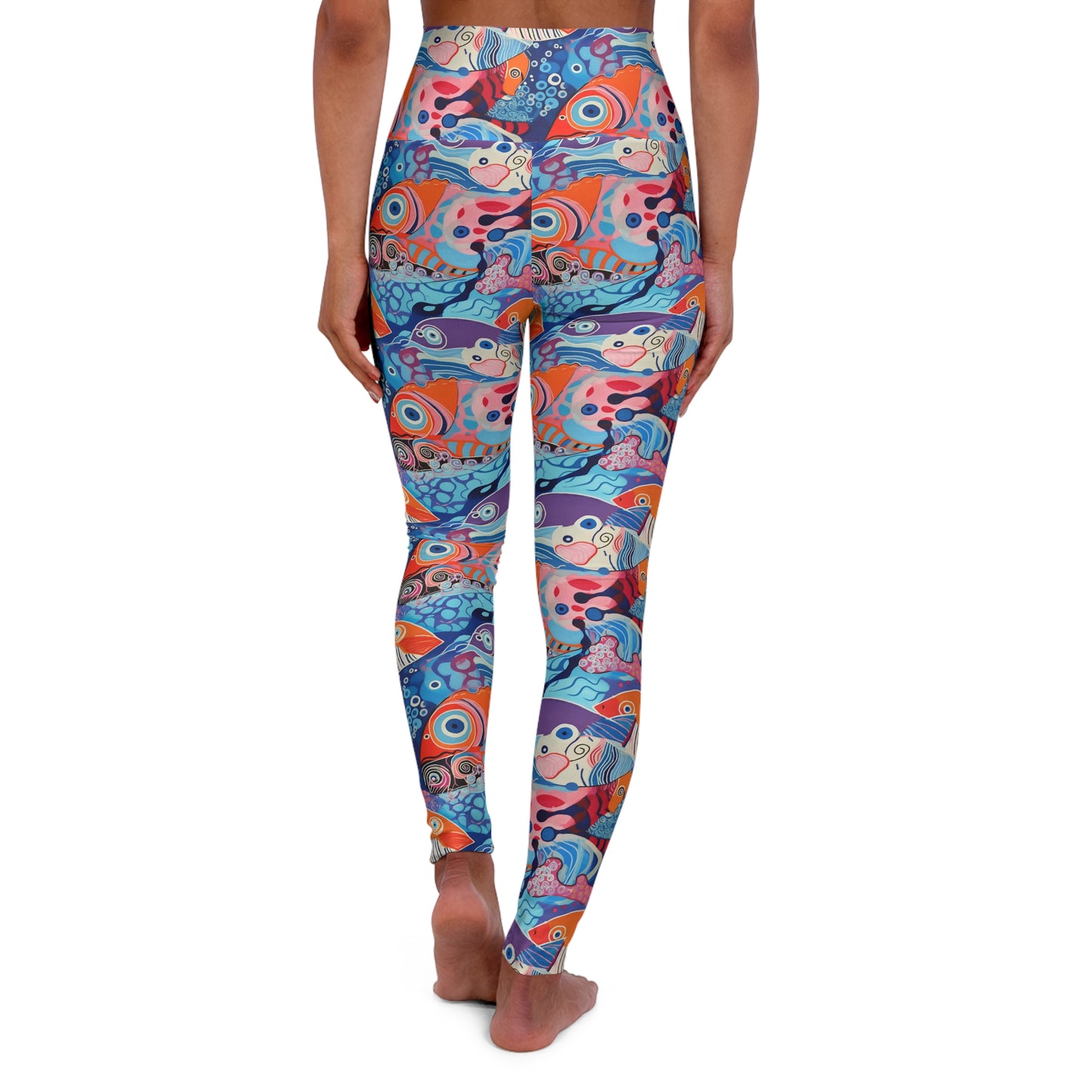 Lully Fish print, Inspired by Children's Art, High Waisted Yoga Leggings