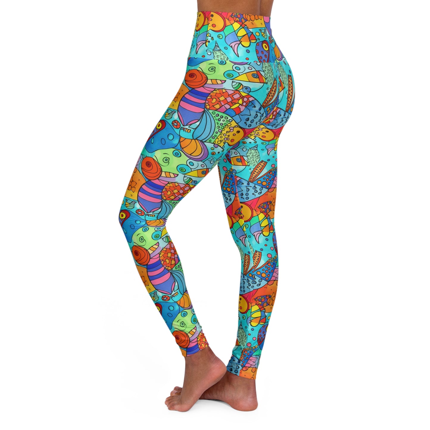 Lully Bright Fish Print High Waisted Yoga Leggings