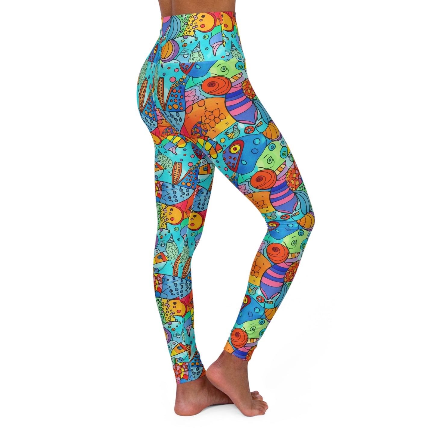 Lully Bright Fish Print High Waisted Yoga Leggings