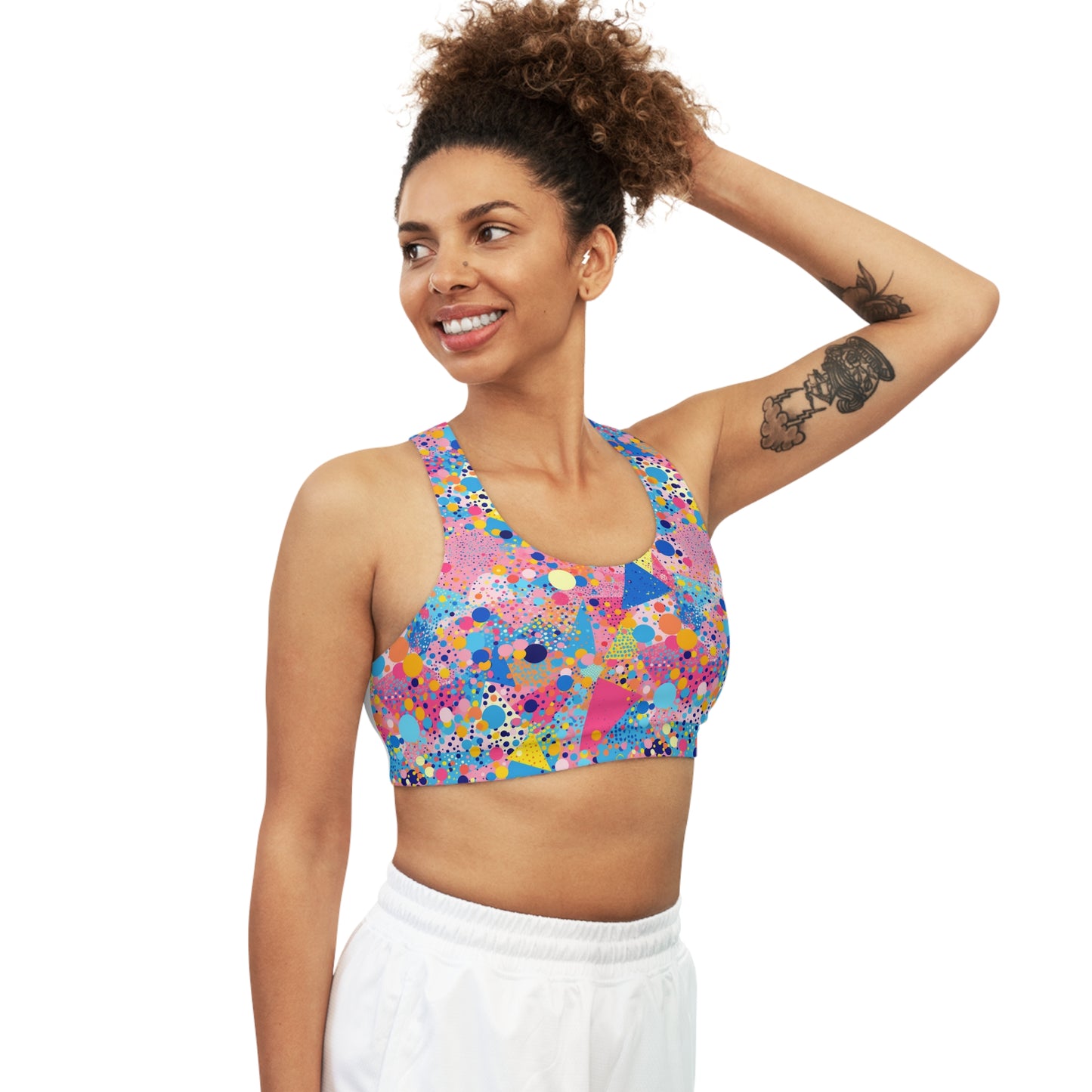 Seamless Sports Bra Abstract Bright and Fun