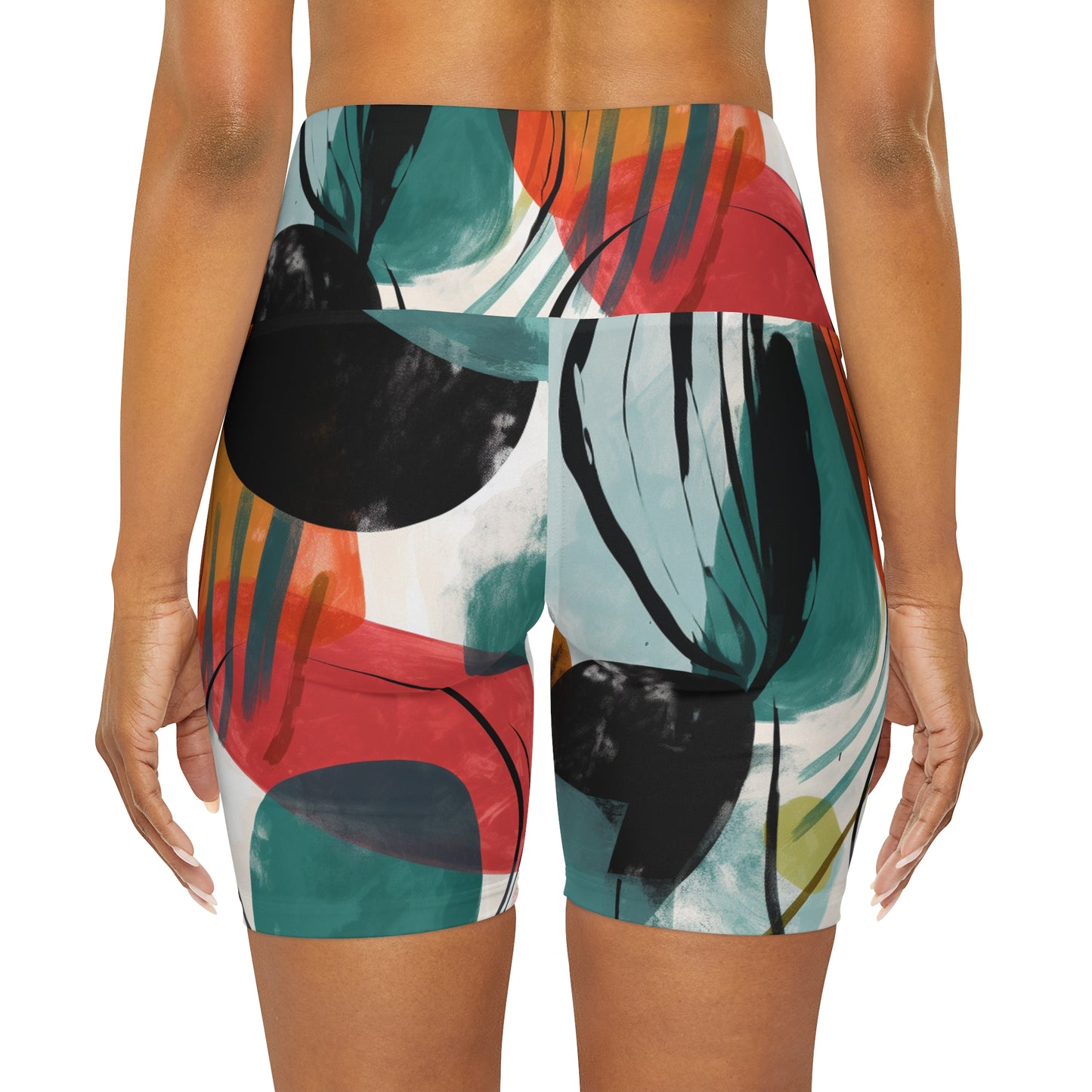 Lully Abstract Painting High Waisted Yoga Shorts