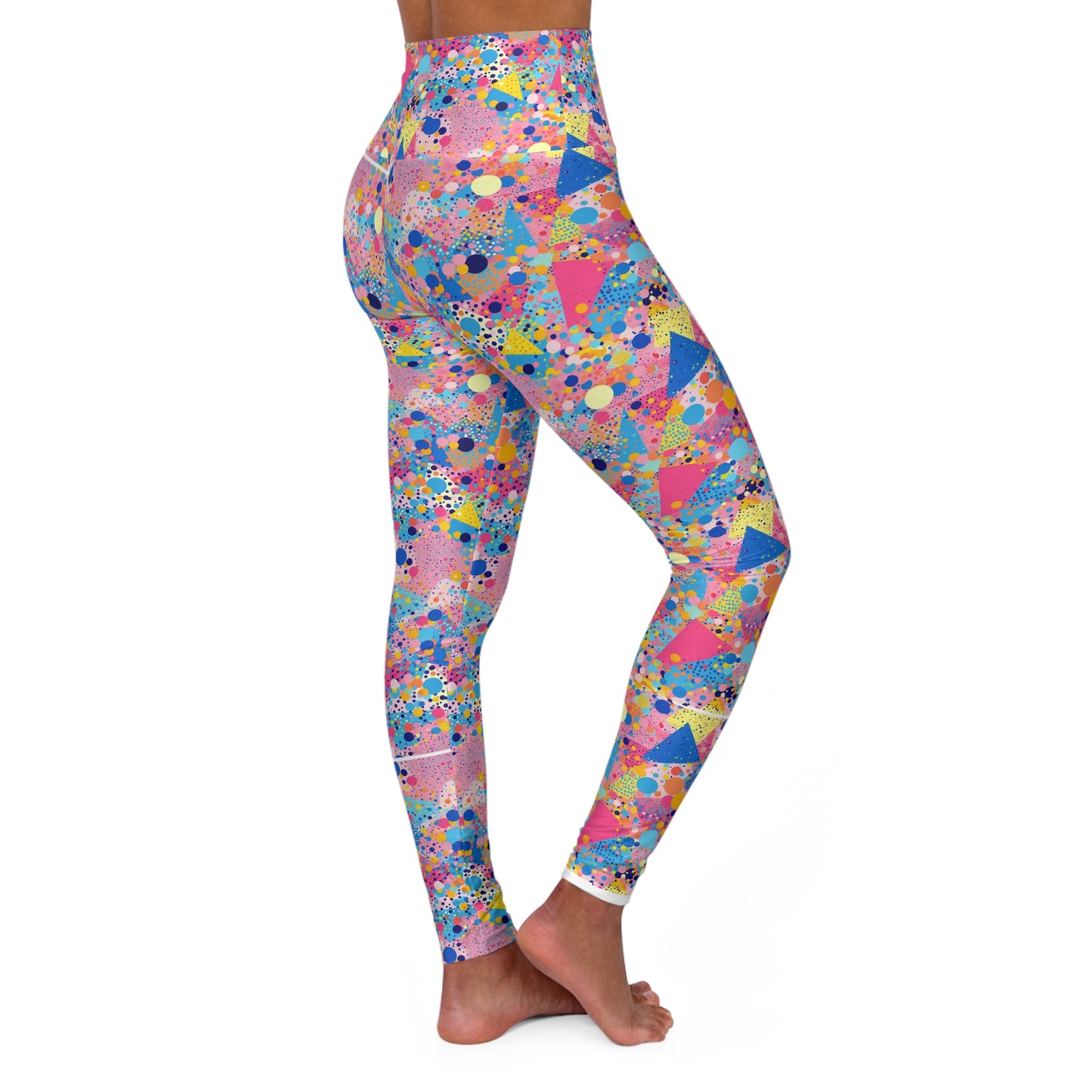 Lully Pink Abstract Painting Design High Waisted Yoga Leggings